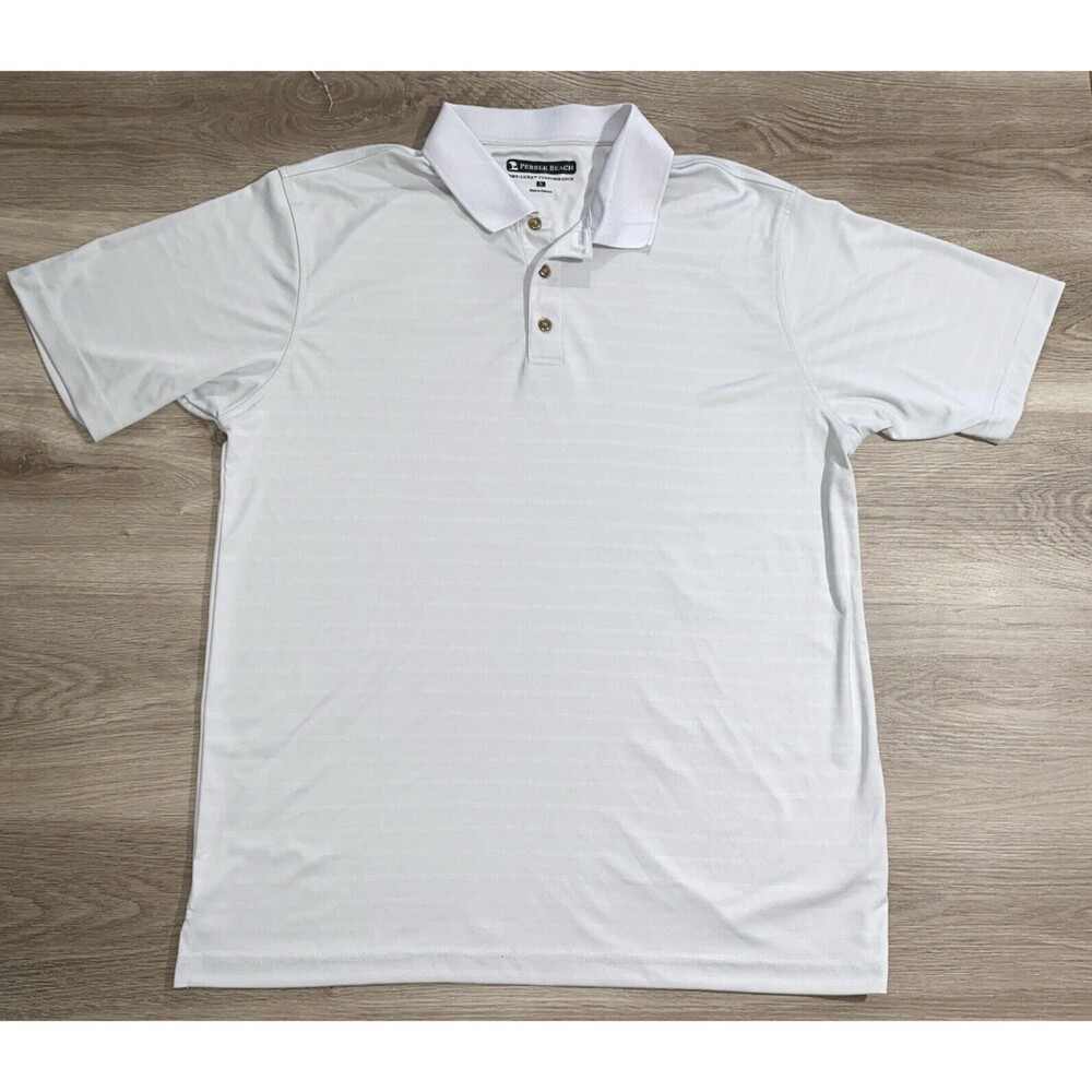 Pebble Beach Mens Golf Short Sleeve Polo Gray Shirt Size L Dry-Luxe Performance
